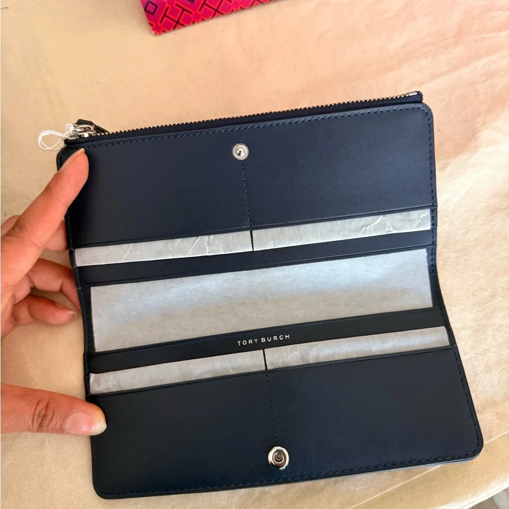 New Tory Burch nylon Navy Tote with Matching Wallet